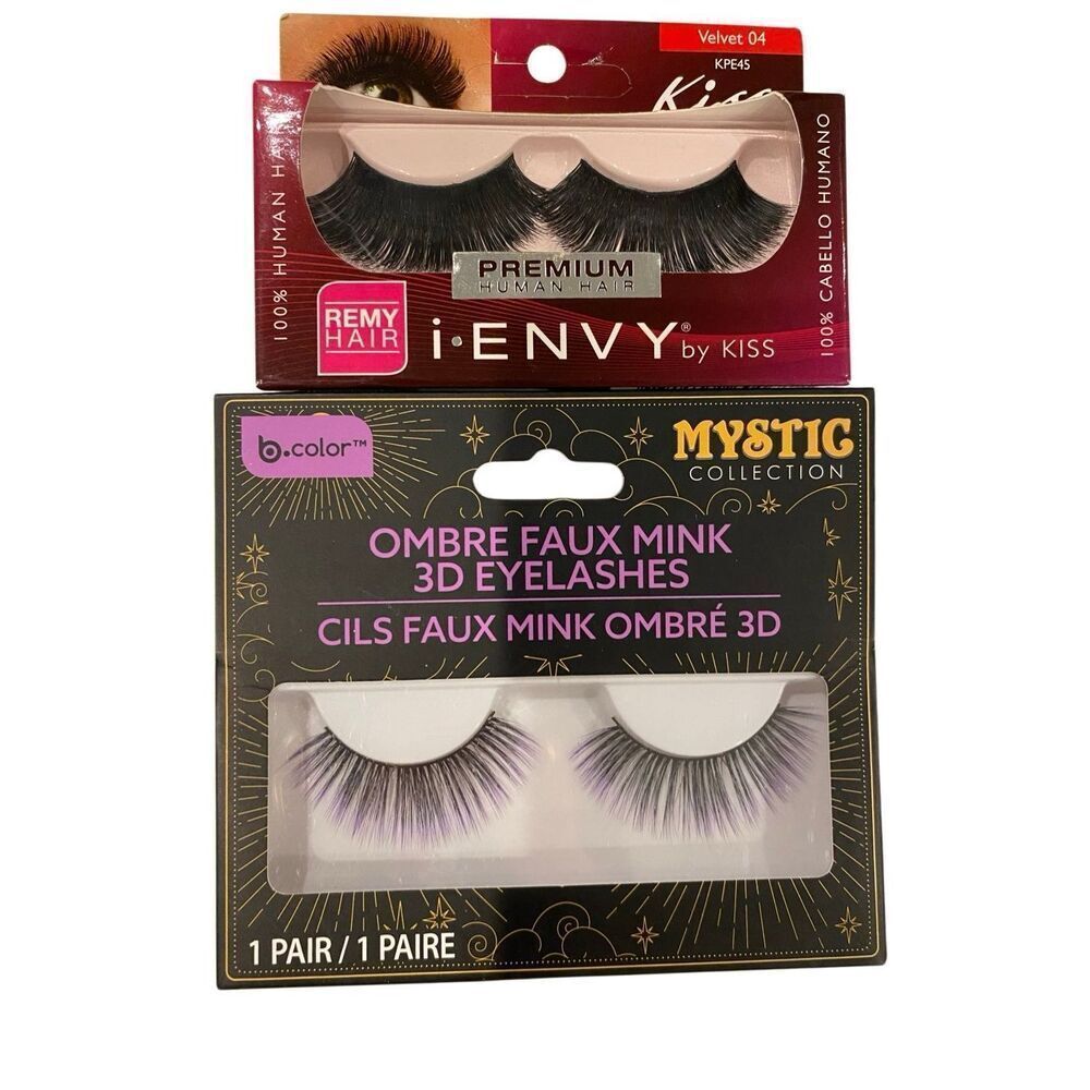 Lot Of 2 Kiss I Envy Remy Hair Purple Ombre Faux Mink Strip Eye Lashes Makeup